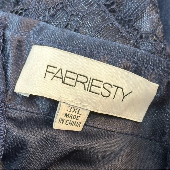 Elegant Lace & Satin Long Sleeve Navy Blue Maxi Dress (3x)‼️NWOT‼️ - Picture 9 of 12